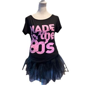 80s costume women Medium 80’s Party, Reunion Halloween Shirt Skirt Earrings